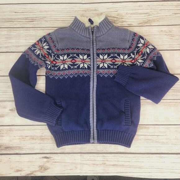 Jarvis Archer Boy's 6 Zip Knit Sweater Snow Flakes Coat Fall Winter Cozy - Picture 2 of 5